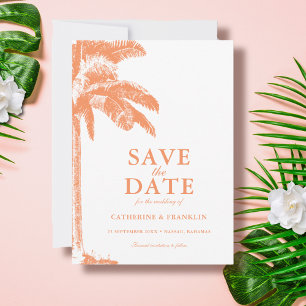 Reserva La Fecha Palm Tree Tropical Elegant Wedding