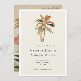 Reserva La Fecha Palmeras Tropicales Acuarela Pastel Boho Boda