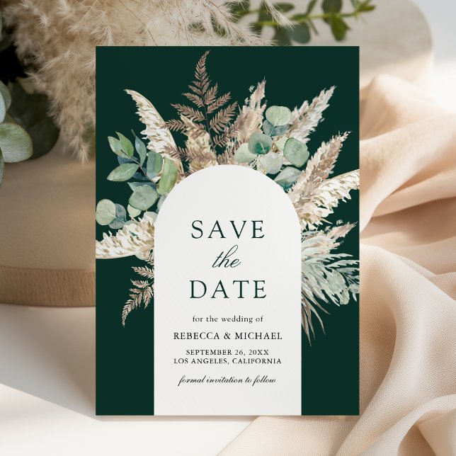 Reserva La Fecha Pampas Eucalyptus Arch Emerald Green Wedding (Subido por el creador)