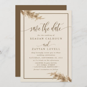Reserva La Fecha Pampas Grass Moderno Caligraphy Save the Date