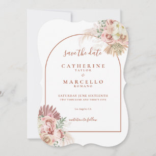 Reserva La Fecha Pampas Grass Terracotta Arch Floral Boda Save T