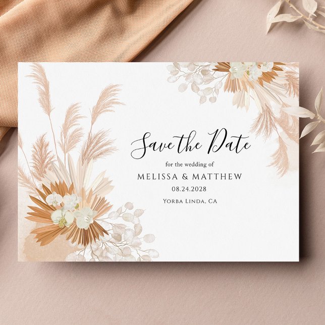 Reserva La Fecha Pampas Grass Terracotta Botanica (Wedding Script Save the Date Pampas Grass Terracotta)