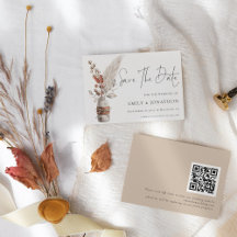 Pampas Rusas Grasses Boho QR Code Boda