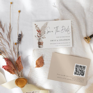 Reserva La Fecha Pampas Rusas Grasses Boho QR Code Boda