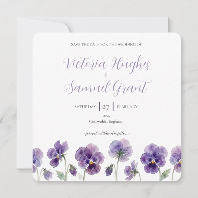 Reserva La Fecha Pansy Silueta Estudio Save the Date (Anverso)