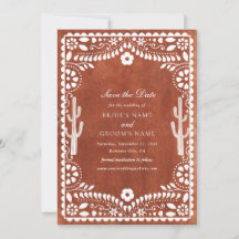 Papel Picado Boda Mexicana Terracota Marrón Boda