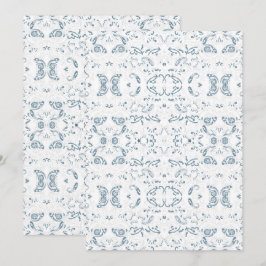 Reserva La Fecha Papel Pintado Floral Blanco Azul – Patrón Vintage