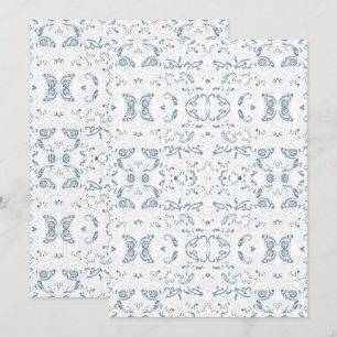 Reserva La Fecha Papel Pintado Floral Blanco Azul – Patrón Vintage