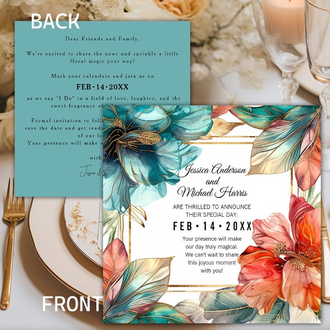 Reserva La Fecha Paraíso Cuadrado de Hibiscus Serenade (Square Hibiscus Serenade Paradise Save The Date flat card. More matching stationary available.)