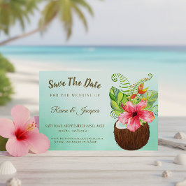 Reserva La Fecha Paraíso tropical Coconut Floral Bouquet Boda