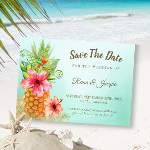 Reserva La Fecha Paraíso tropical Pineapple Floral Bouquet Boda