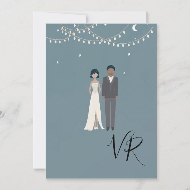 Reserva La Fecha Pareja afroamericana simple ilustrada (Anverso)