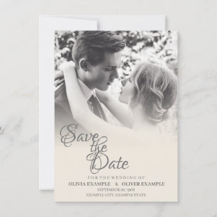 Reserva La Fecha Pareja de bodas de besos en monocromo