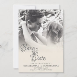 Reserva La Fecha Pareja de bodas de besos en monocromo