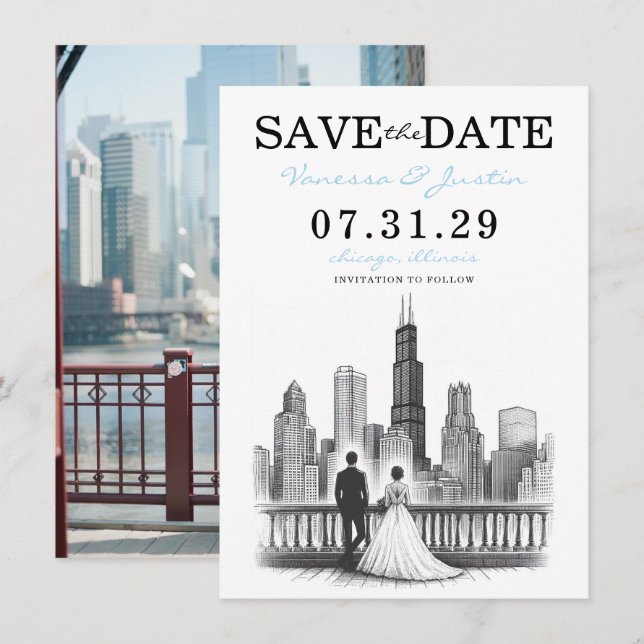 Reserva La Fecha Pareja de Chicago (Anverso / Reverso)