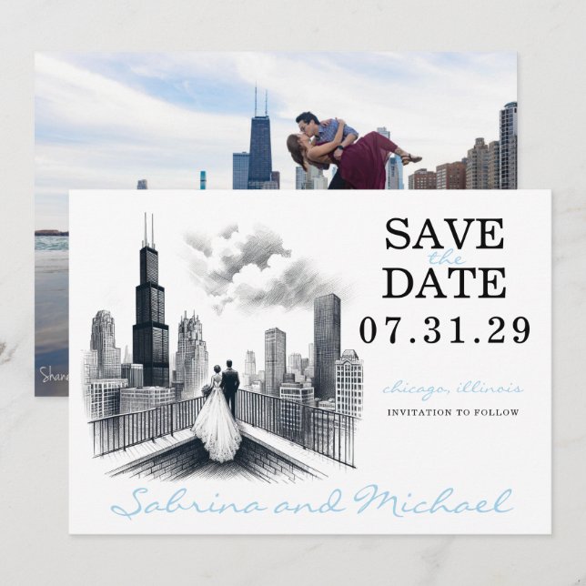 Reserva La Fecha Pareja de Chicago (Anverso / Reverso)