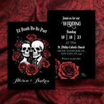 Pareja de cráneos gótica con rosas boda 