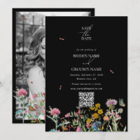 Pareja de novios con flores silvestres Boda negra