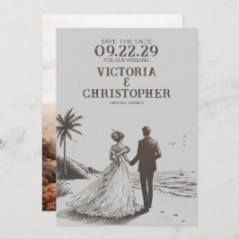 Reserva La Fecha Pareja de playa Guardar la fecha