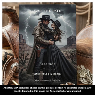 Reserva La Fecha Pareja Gótica Oscura Western Save The Date