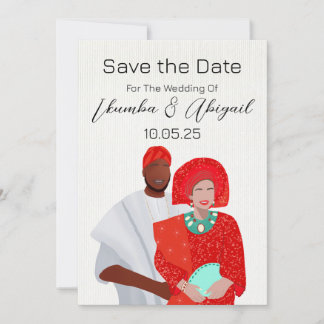 Reserva La Fecha Pareja Ilustrada Africana