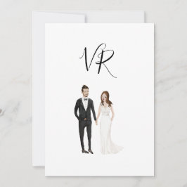 Reserva La Fecha Pareja Ilustrada Simple Traje Negro