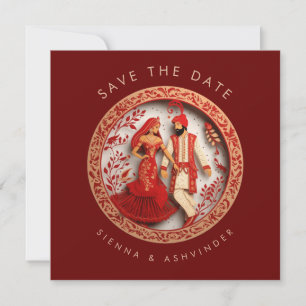 Reserva La Fecha Pareja India de Boda Save The Date