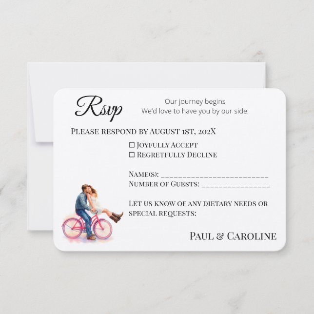 Reserva La Fecha Pareja romántica Casual moderna acuarela artística (Anverso)