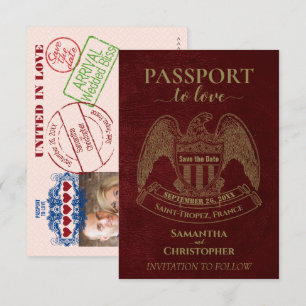 Reserva La Fecha Pasaporte al Amor Boda Caprichosa Destino Rojo