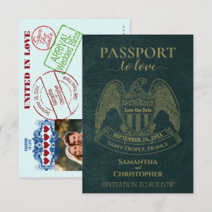 Reserva La Fecha Pasaporte al Amor Destino de Boda Creativo Turques