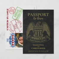 Pasaporte al amor Destino de boda divertido Negro