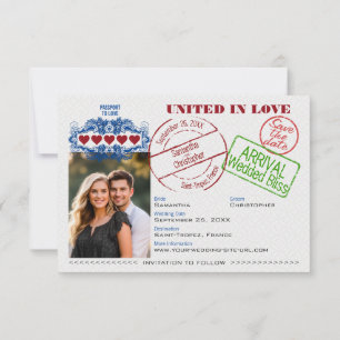 Reserva La Fecha Pasaporte al Amor Destino de Boda Lindo Negro