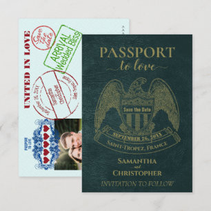 Reserva La Fecha Pasaporte al Amor Encantador Destino de Boda Diver