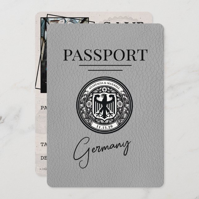 Reserva La Fecha Pasaporte alemán gris salva la fecha (Anverso / Reverso)