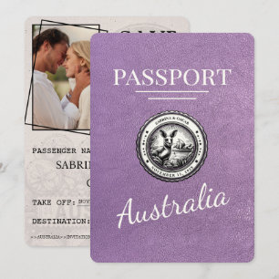 Reserva La Fecha Pasaporte australiano morado de Lavender salva la 