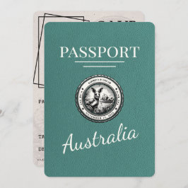 Reserva La Fecha Pasaporte Australiano Turquesa Save The Date