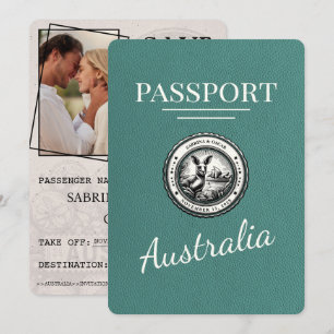 Reserva La Fecha Pasaporte Australiano Turquesa Save The Date