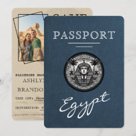 Reserva La Fecha Pasaporte Azul Marino Egipto Boda Save the Date