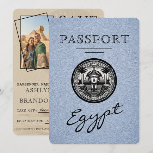 Reserva La Fecha Pasaporte azul polvoriento Egipto Boda Guardar la 