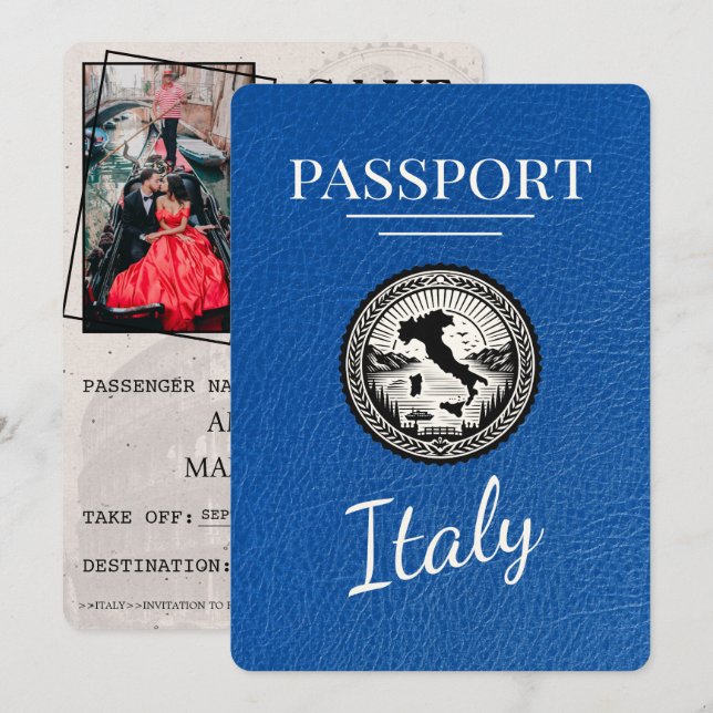 Reserva La Fecha Pasaporte azul real de Italia (Anverso / Reverso)