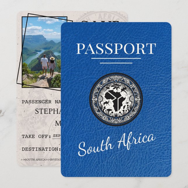 Reserva La Fecha Pasaporte azul real de Sudáfrica (Anverso / Reverso)