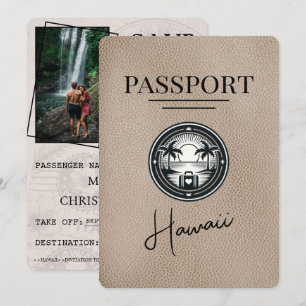 Reserva La Fecha Pasaporte Beige de Hawái Save The Date