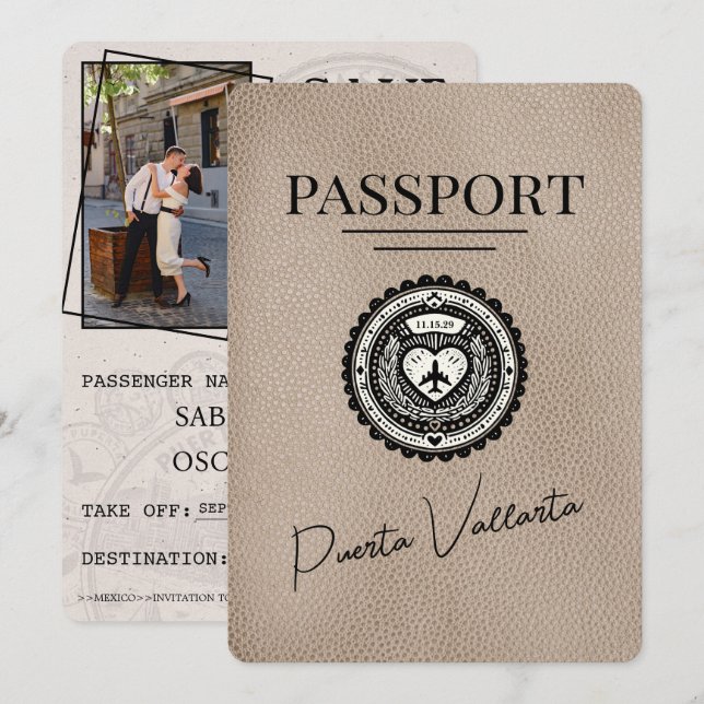 Reserva La Fecha Pasaporte Beige Puerta Vallarta Salven Fecha (Anverso / Reverso)