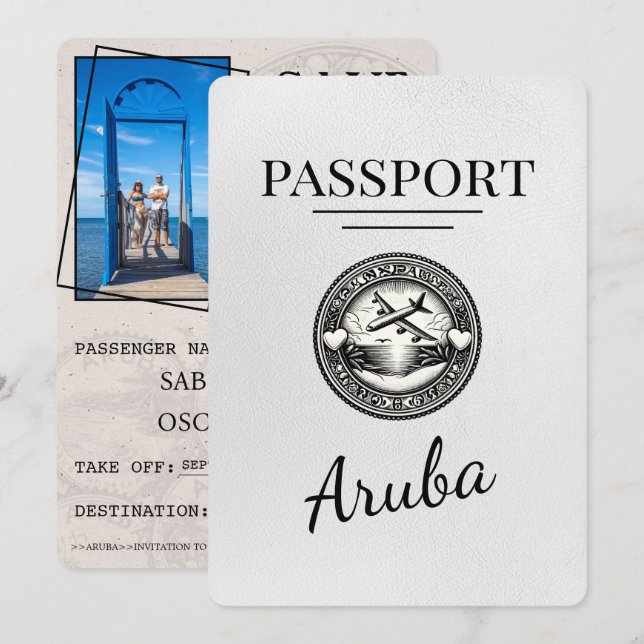 Reserva La Fecha Pasaporte blanco de Aruba Salve la fecha (Anverso / Reverso)