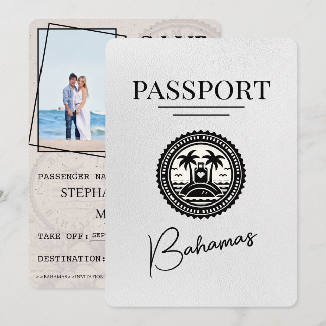 Reserva La Fecha Pasaporte blanco de Bahamas salva la fecha (Anverso / Reverso)