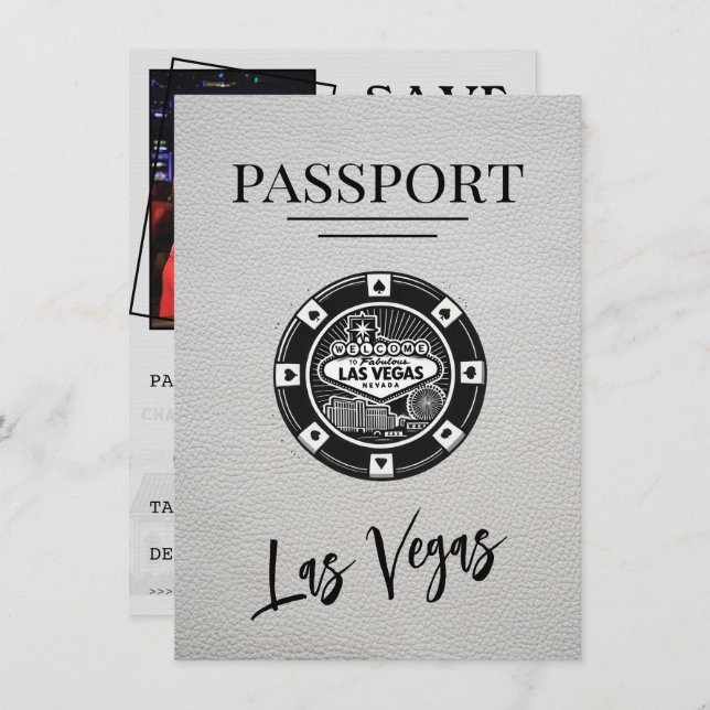 Reserva La Fecha Pasaporte blanco de Las Vegas Guardar la fecha (Anverso / Reverso)