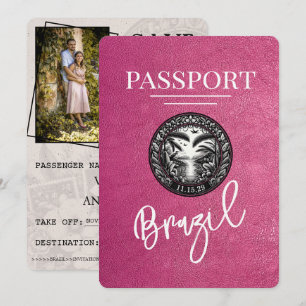 Reserva La Fecha Pasaporte Brasil morado magenta salva la fecha