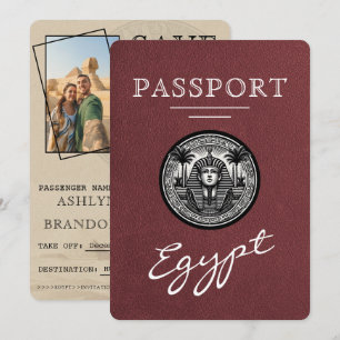 Reserva La Fecha Pasaporte Burgundy Egipto Boda Guardar la Fecha