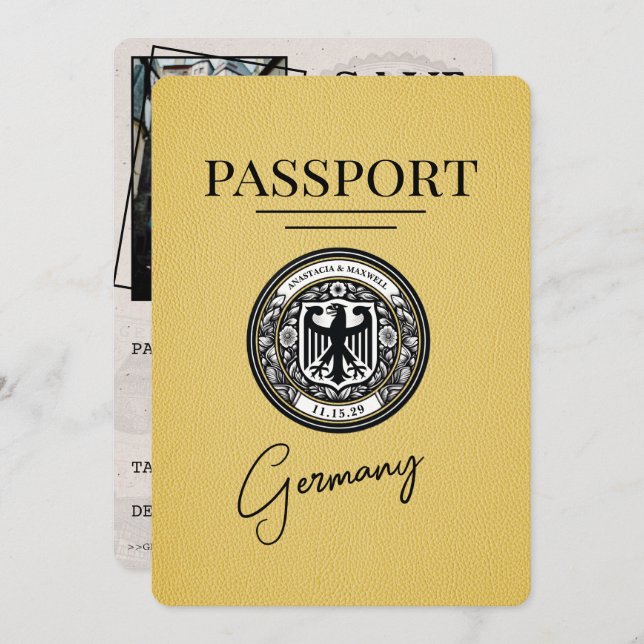 Reserva La Fecha Pasaporte de Alemania Amarilla Salve La Fecha (Anverso / Reverso)