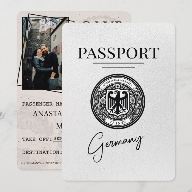 Reserva La Fecha Pasaporte de Alemania Blanca Salve La Fecha (Anverso / Reverso)